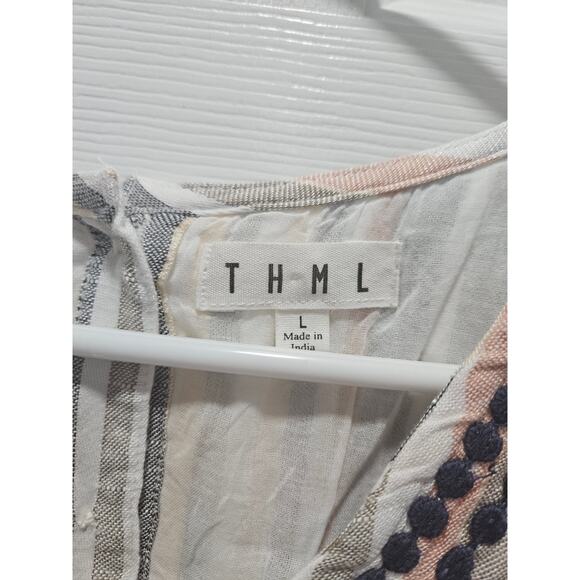Anthropologie THML V-Neck Boho Romper Striped Size L - Picture 2 of 7